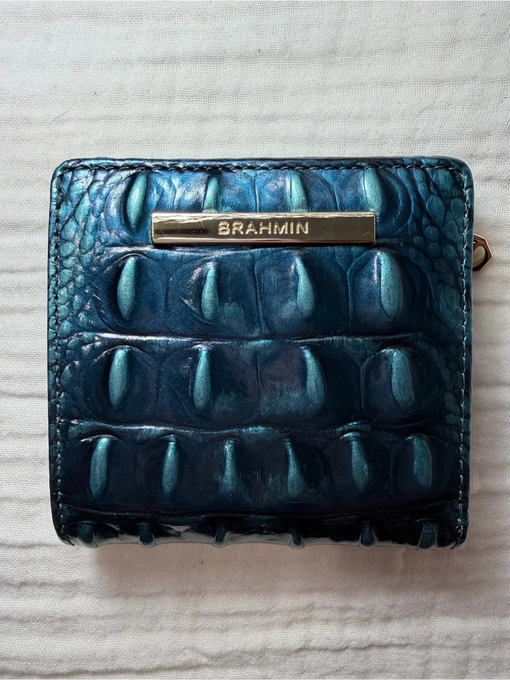 Brahmin Jane Mini Bifold Snap Wallet Aura Blue Melbourne